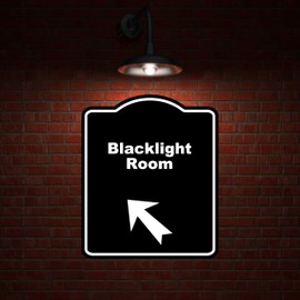 Blacklight Room Black Sign Arrow Up Left Aluminum Composite Sign 20 x 24 inches
