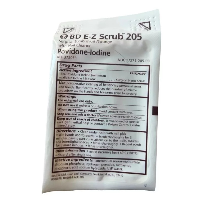 BD Cepillo Bd E-z Scrub 205 Quirurgico Con Yodo 1%