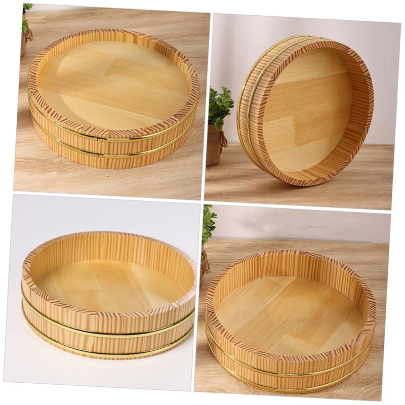 MAGICLULU Traditional Sushi Oke Japanese Wooden Sushi Rice Mixing Bowl