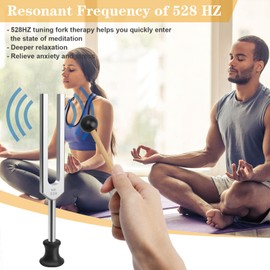 Tuning Fork 528 HZ, Medical Tuning Fork Neurology with Mallet Plastic Base, Velvet Bag, Cleaning Cloth, Tuning Fork Medical for Sound Therapy Healing, DNA Repair Healing, Violin/Guitar/Piano