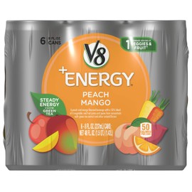V8 +Energy Variety Pack, Healthy Energy Drink, Pomegranate Blueberry and Peach Mango, 8 Ounce Can (4 Packs of 6, Total of 24)