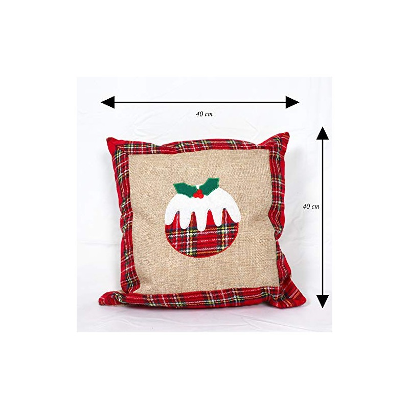 SHATCHI Pillow Case Christmas Pudding Printed Pattern Cushion Covers Burlap