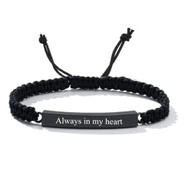 mingkejw Cremation Jewelry Urn Bracelet for Ashes Stainless Steel Black Braided Rope Adjustable Bangle Ash Holder Keepsake Jewelry Memorial Gifts-Always in My Heart