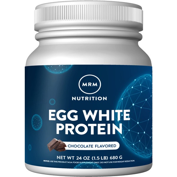 MRM Nutrition Egg White Protein | Chocolate Flavored | 23g Fat-Free Protein | with Digestive enzymes | Highest Biological Value | Clinically Tested | 20 Servings
