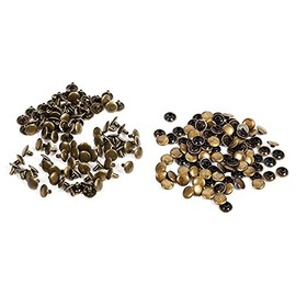 Set of 100 Double Cap Rivets for Leather Craft Repairs Decoration, Hollow Rivets Press Stud Rivets 10 × 8 mm for DIY, Bag, Shoe Repairs (Bronze)