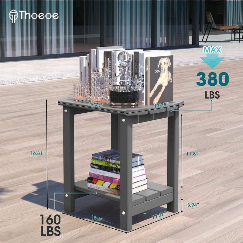 Outside Side Table, Weather Resistant Grey