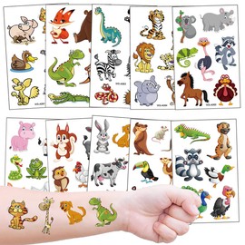 Animal Temporary Tattoo for kids, 10 Sheets Zoo Tattoos for Boys Girls Party Bag Filler