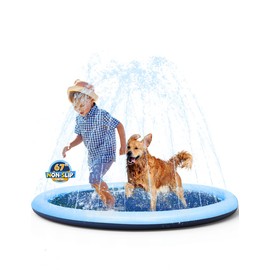 VISTOP Non-Slip Splash Pad for Kids and Dog, Thicken Sprinkler Pool Summer Outdoor Water Toys - Fun Backyard Fountain Play Mat for Baby Girls Boys Children or Pet Dog (67 inch, Blue&Blue)