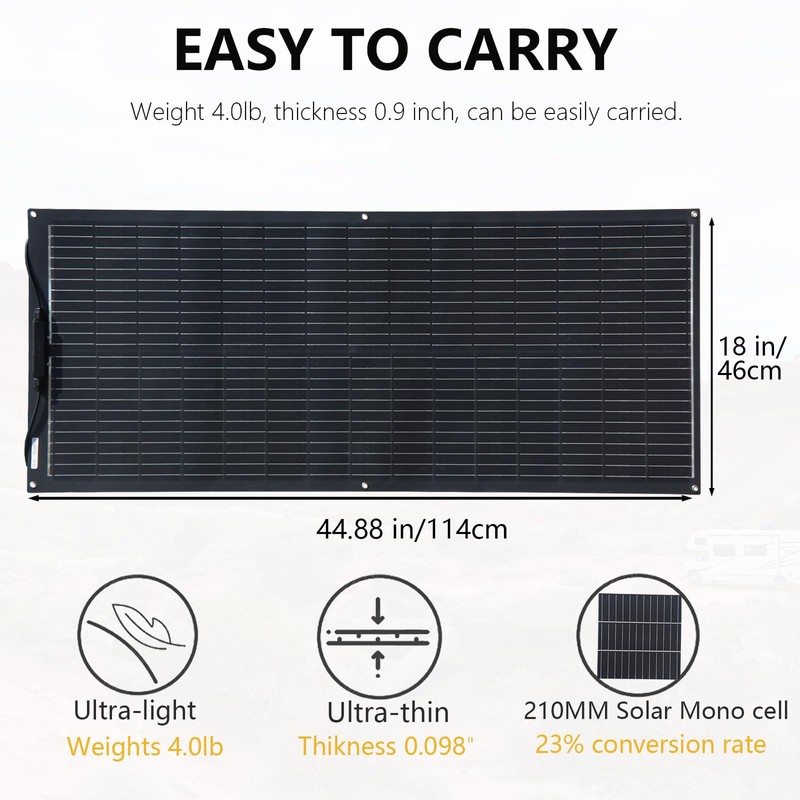 XINPUGUANG Flexible Solar Panel 100W 12V Monocrystalline Solar System kit,10A