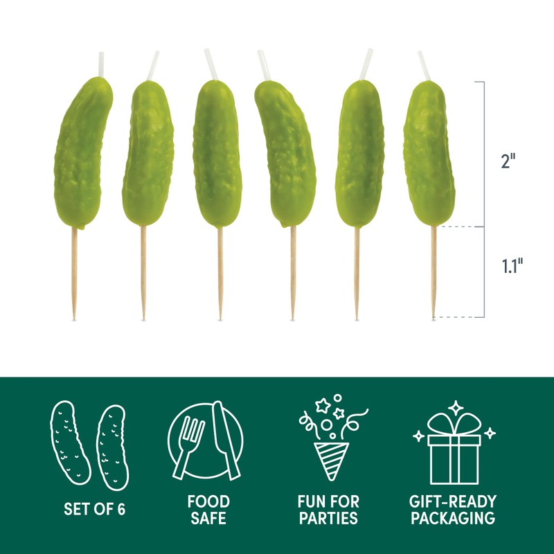 Genuine Fred Pickle Party Candles Set of 6 Quirky Pickle-Shaped