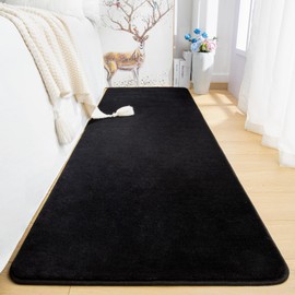 Przemy Washable Black Rugs for Bedroom Living Room, 2x6 Feet Runner Rug Soft Memory Foam Indoor Carpet for Hallway Kids Boys Girls Room Dorm Bedside Nursery Decor Mat