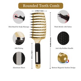 TOPNPEKO Hair Brush, Best Brush for Hair Curved Vented Scalp Massager for Women Men Wet Dry Hair/Thick Long Curly Straight Hair/Fast Drying Styling -Golden