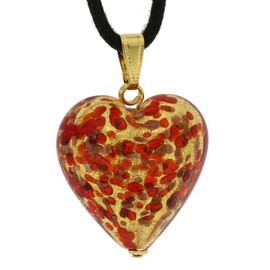 GlassOfVenice Murano Glass Heart Pendant - Red Confetti