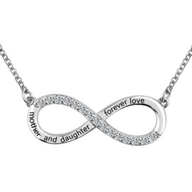 KunBead Infinity Mothers Day Mother and Daughter Forever Love Birthday Charm Pendant Necklace for Women