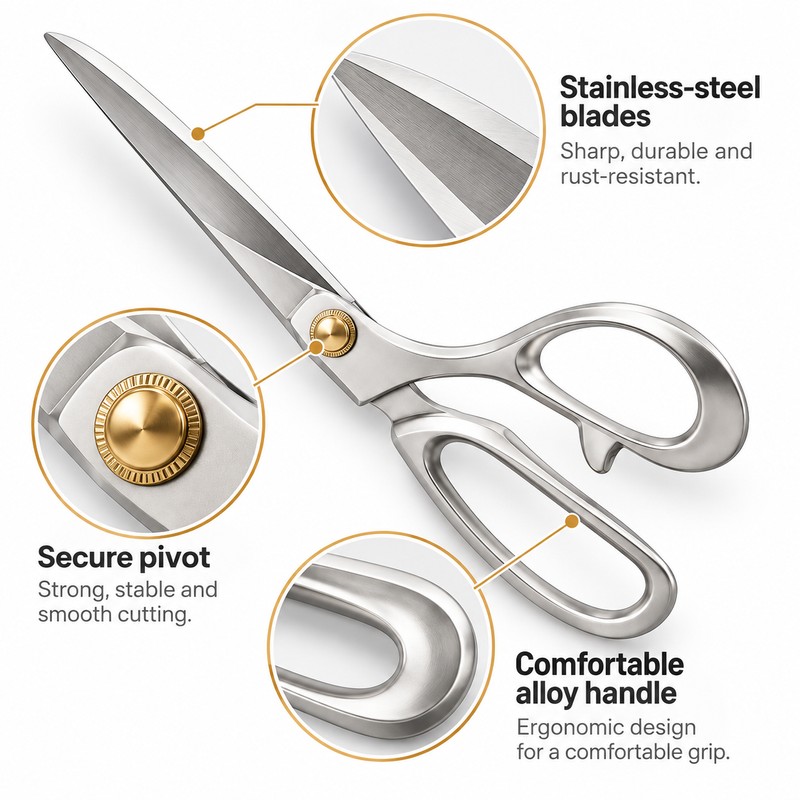Tailor Scissors for Fabric Cutting – Stainless Steel Blades &