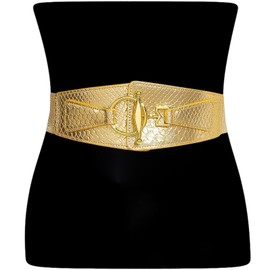 RMMVJJ Women Gold Belt Wide Waist Belts Stretch Elastic Belt for Dresses Pants Jeans Gold S