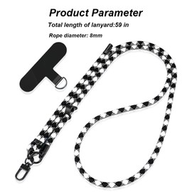 Phone Lanyard Universal Crossbody Adjustable Neck Strap Compatible with Most Smartphones (Black&white)