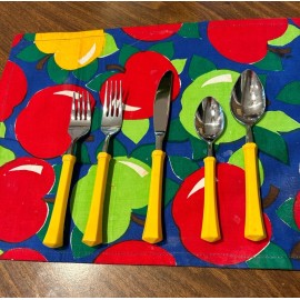 Oxford Hall 1973 Stainless Yellow Handle Flatware Japan 5 Piece Place Setting