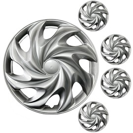 Wheel Cover for Iron Rim,Replacement Plastic Rims Hubcap, 15 inch Wheel Covers Set of 4,ABS Exterior Car Hub Accessories (Sliver Tornado Style, 15 inch)