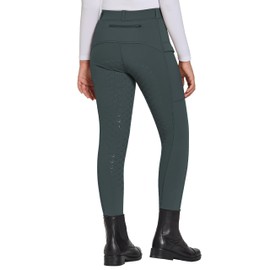 FitsT4 Sports Kids' Winter Fleece Lined Riding Breeches Girls Silicone Full Seat Equestrian Pants Schooling Tights with Pockets,Grey,XS