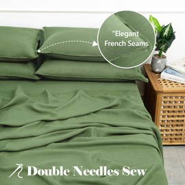 S VICTORY SYMBOL 100% Organic Linen Pillowcases King Size 20"x40" Set of 2,Forest Green French Natural Washed Flax Pillow Cases,Durable&Breathable and Comfortable