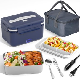 Vabaso Electric Lunch Box Food Heater, 1.8L/61oz Heated Lunch Box for Adults Work/Home Car/Truck, Food Warmer Heating Lunch Box with Removable Container, 100W