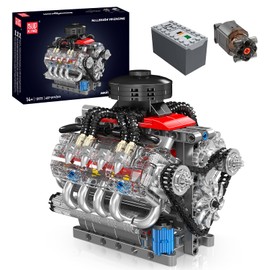 Mould King 10171 Technik V8 Engine Block Kit, MOC Proportional Block Model Kit, Engine Model, 535+ PCS Mini Engine Construction Blocks Toys for Kids, Boys/Adults (487+ PCS)