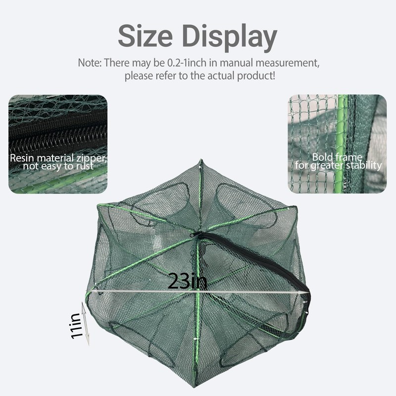 2Pcs Foldable Fish Trap,Minnow Trap,Crab Trap,Fishing Net,Bait Cage for Crabs