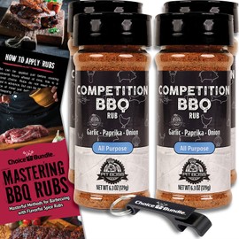 Pit Boss Competition BBQ All Purpose AP Premium Barbecue Mixed Seasoning Spice & Rub 4 pk Choice Bundle (25.2 oz) + Guide & Keychain Bottle Opener (6 Items)!