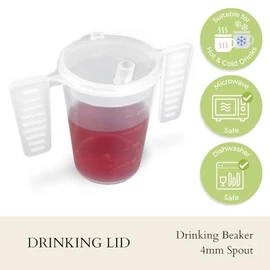 Life With Dignity Wing Handled Beaker with Drinking Lid - Pack of 3 | Adult Beakers for Elderly Dementia Cup Adult Drinking Cup for Elderly Two Handled Drinking Cup Small Spouted Drinking Lid