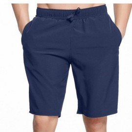 Men's Knee-Length Rashguard Beach Shorts with Built-in Briefs Wear Blue XL