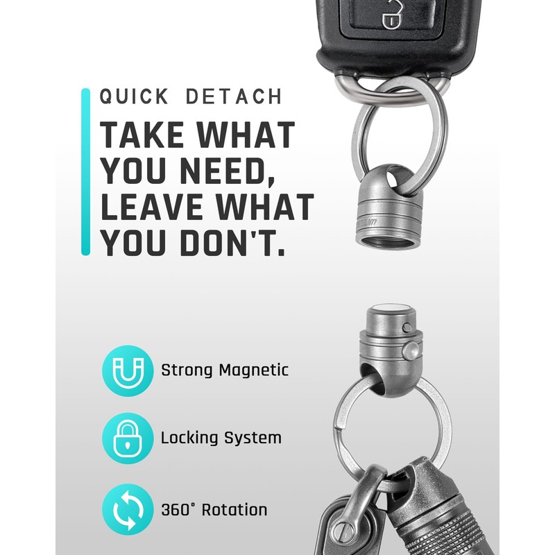TISUR Titanium Quick Release Keychain, Retractable Key Chain Detachable Keychain
