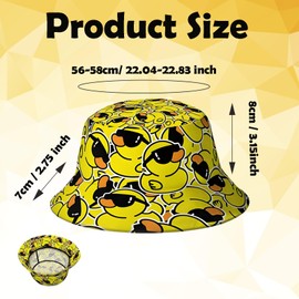 FveVqe Cute Print Outdoor Duck Hat, Classic Casual Bucket Hat for Women Men, Summer Fisherman Cap Travel Beach, Fashion and Funny Bucket Hats Men for Outdoor Activities and Casual Outings Yellow