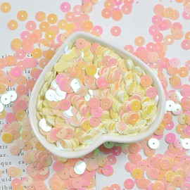 6mm Beige Sequins for Crafts, 7200 Pcs Flat Round Loose Sequins with Hole, PVC Loose Sequin Bulk Craft Sequins for Sewing, Jewelry Making, DIY Decoration, Wedding