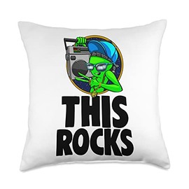 Alien By VM This Rocks Tape Funny Women Alien Music Love Throw Pillow, 18x18, Multicolor
