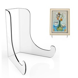 Boloyo Flat Back Acrylic Plate Display Stand , 3 Inch 2PC Clear Acrylic Display Holder Easel Base for Home Office Kitchen School Art Display