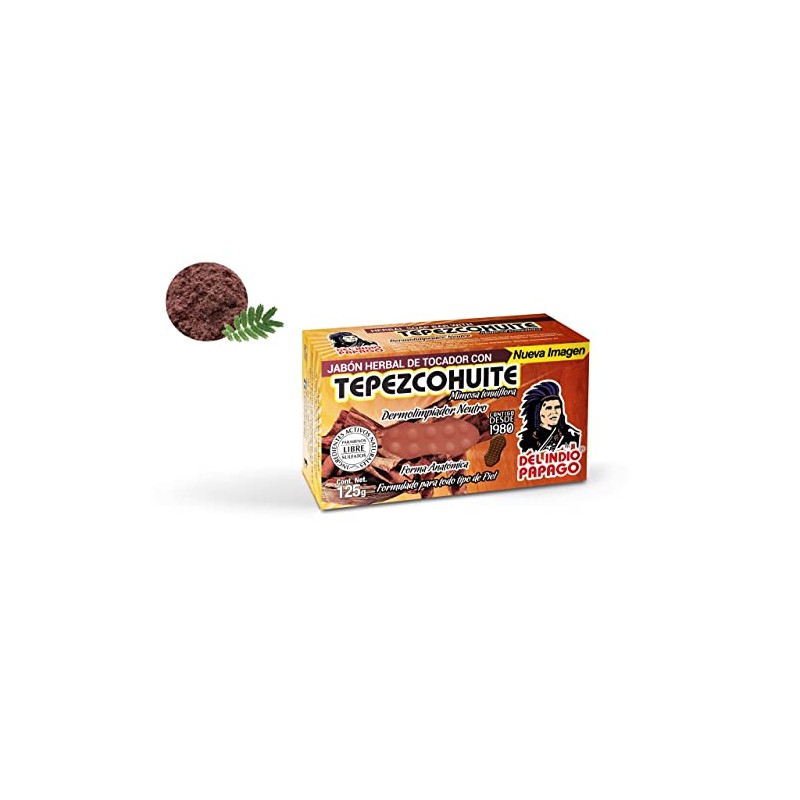 Indio Papago Jabón Neutro Tepezcohuite 125g Unidades Propiedades Regenerantes Antioxidantes