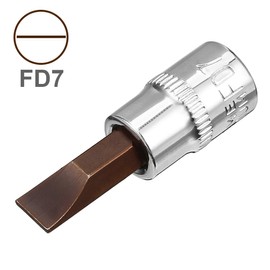 Sourcingmap 2pcs 1/4" Drive x 7mm Slotted Bit Socket, S2 Steel Bits CR-V Sockets 1.5" Length Use with Ratchet Wrench, Slide Bar, Extension Rod