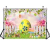 LYCGS 10x8ft Happy Easter Backdrop Easter Colorful Eggs Rabbit Flowers