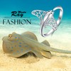 S925 Sterling Silver Stingray Sea Animal Open Ring Manta Ray