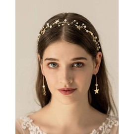 Rumtock Gold Star Headband with Dangle Drop Wedding Bridal Hair Accessories for Women Banquet Prom Special Occasion