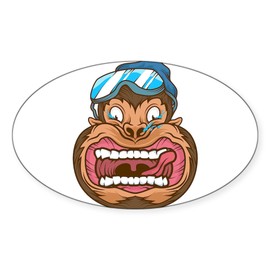 CafePress Skier Ski Coach Skiing Funny Gorilla Lover Sticker Oval Car Bumper Sticker