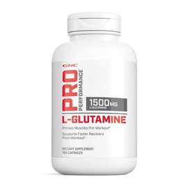 GNC Pro Performance L-Glutamine 1500mg, Amino Acid Supplement, Supports Muscle Recovery & Function, Fuels Immune System, Plays Key Role in Protein Synthesis, Unflavored, Gluten Free, 180 Capsules