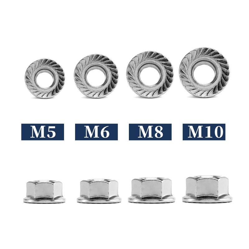 M5 x 0,8 mm, tuercas de bloqueo hexagonales de brida