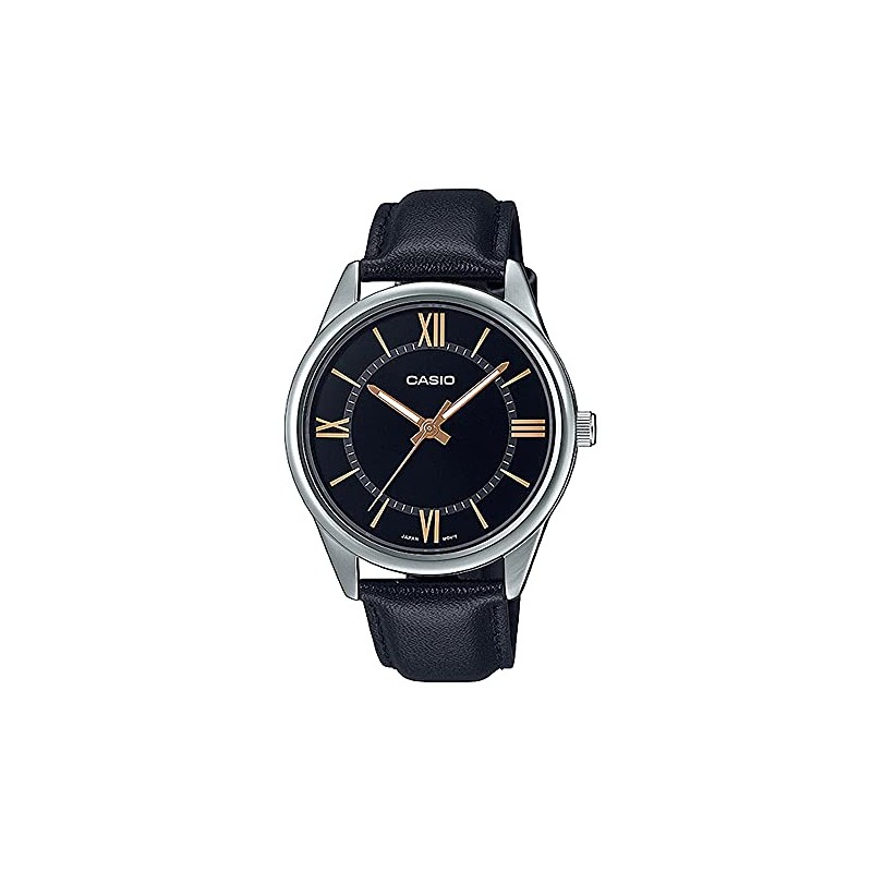Casio MTP-V005L-1B5 Men's Standard Analog Black Leather Band Roman Black