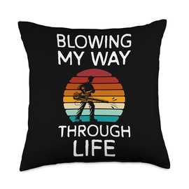 Blowing My Way Through Life Autumn Leaf Blower Throw Pillow