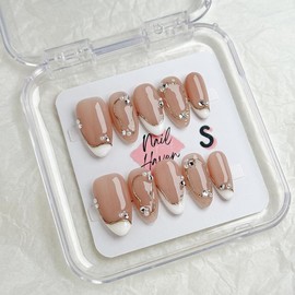 NailHaven｜ French Tip Collection｜ Press-On Nails - 10 Pcs Handmade Acrylic Nails with Cute Designs, Short Nails, and Nail Art, High Quality, Reusable:_FT-50 _small
