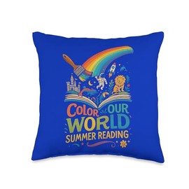 Color Our World Summer Reading, Librarians & bookworms Throw Pillow