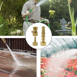 Solid Brass 4-Inch Heavy Duty Adjustable Twist Hose Nozzle,High Pressure Hose Nozzle with On-Off Valve Control, Leakproof Operation 3/4" GHT Connector for Cleaning Car, Watering Flowers, Lawns, Plants