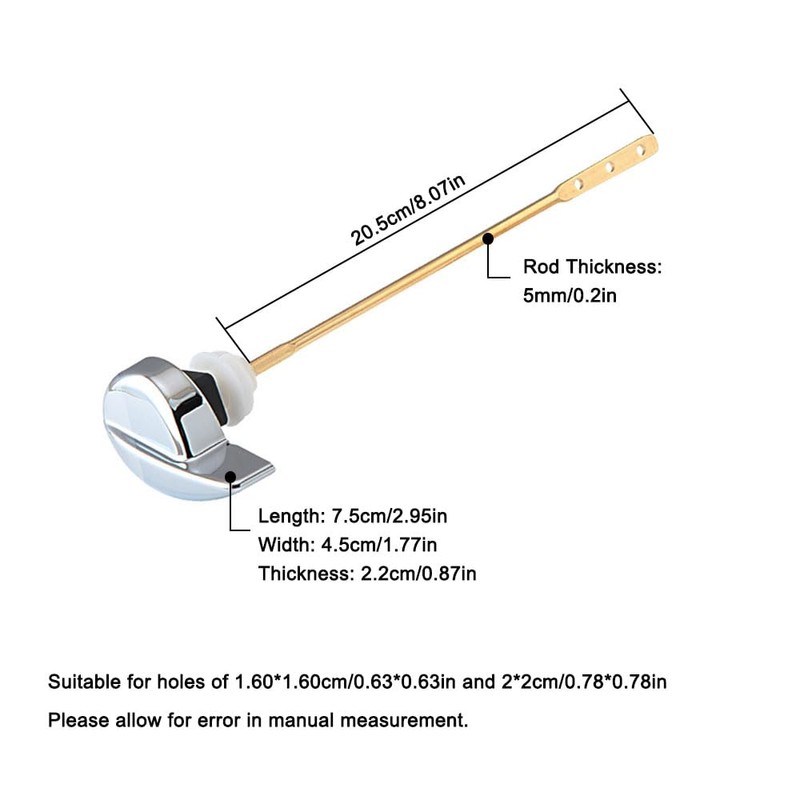 Toilet Tank Lever, Replacement Water Tank Flush Handle with Straight